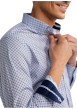 Thumbnail Chemise en coton bleue à motifs pourvue d'une coupe slim et d'un col français - Image 5