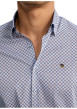Thumbnail Chemise en coton bleue à motifs pourvue d'une coupe slim et d'un col français - Image 6