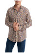 Thumbnail Chemise en coton orange florale pourvue d'une coupe slim et d'un col français