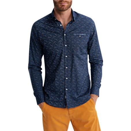 Chemise marine à motifs pourvue d'un col...