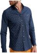 Thumbnail Chemise marine à motifs pourvue d'un col français et d'une coupe slim - Image 4