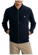 Thumbnail Sweat zippé en coton mélangé marine uni pourvu d'une coupe droite