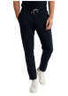 Thumbnail Pantalon jogging en coton mélangé marine uni pourvu d'une coupe droite