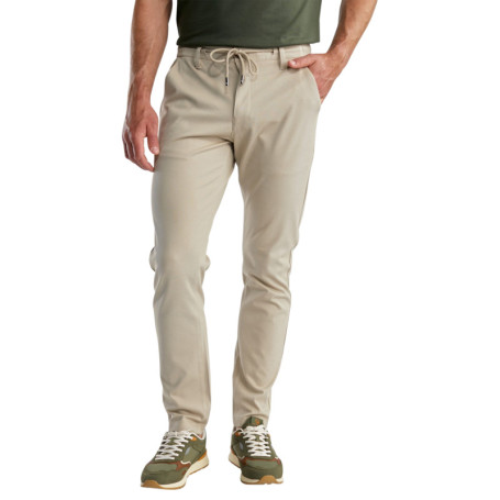 Pantalon chino beige uni pourvu d'un lien à...