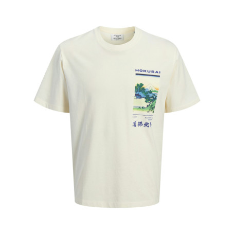 T-shirt en coton écru à coupe droite pourvu...