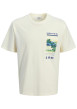 Thumbnail T-shirt en coton écru à coupe droite pourvu d'un col rond côtelé