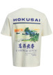 Thumbnail T-shirt en coton écru à coupe droite pourvu d'un col rond côtelé - Image 2