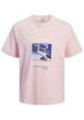 Thumbnail T-shirt en coton rose à coupe droite pourvu d'un col rond côtelé