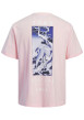 Thumbnail T-shirt en coton rose à coupe droite pourvu d'un col rond côtelé - Image 2