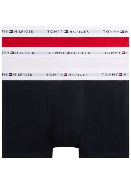 Lot de 3 boxers classiques en coton multicolores unis avec le nom de la marque