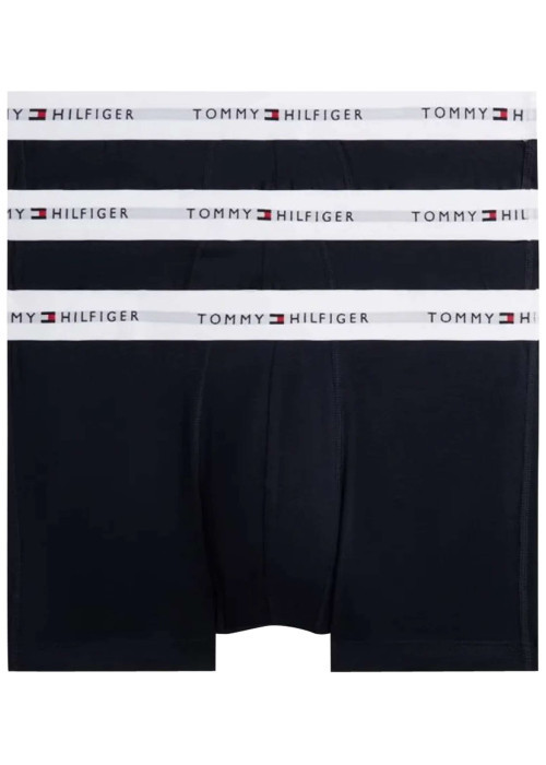 Lot de 3 boxers classiques en coton marine unis pourvus d'une taille élastiquée
