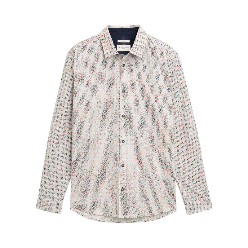 Tom Tailor - Chemise En Coton écrue à Coupe Droite Pourvue D'un Col à Revers - Beige