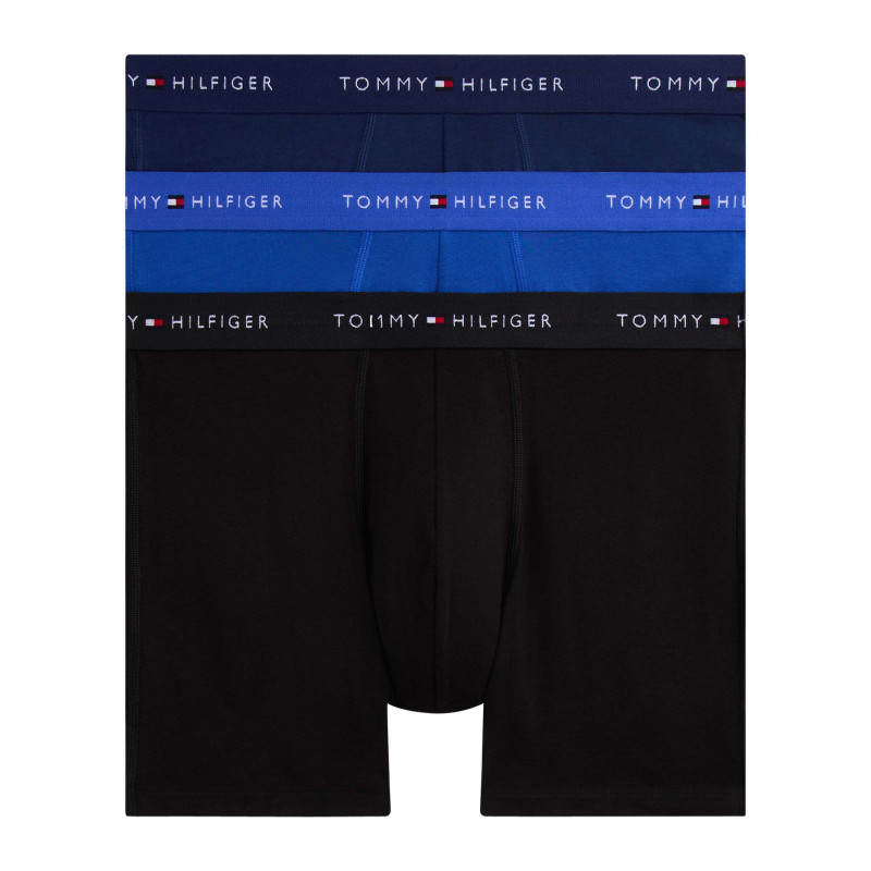 Tommy Hilfiger - Lot De 3 Boxers Longs En Coton Multicolores Unis Pourvus D'une Taille élastiquée - Multicolore