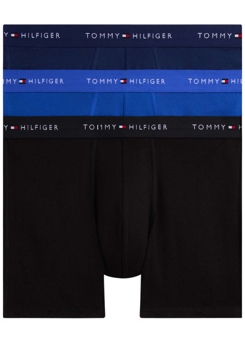 Lot de 3 boxers longs en coton multicolores unis pourvus d'une taille élastiquée
