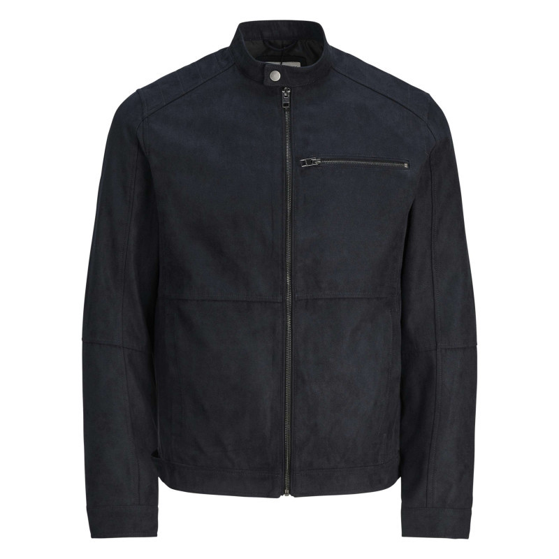Jack & Jones - Veste Perfecto Noire à Coupe Ajustée Pourvue D'un Col Officier à Pression - Noir