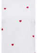 Thumbnail T-shirt blanc en coton avec des cœurs rouges brodés et un col rond - Image 3
