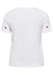 Thumbnail T-shirt blanc en coton avec des cœurs rouges brodés et un col rond - Image 2