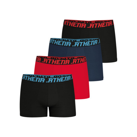 Lot de 4 boxers en coton multicolores unis...