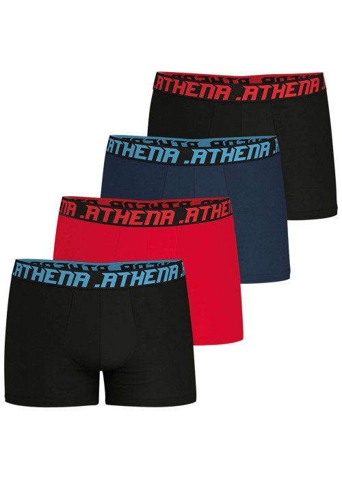 Lot de 4 boxers en coton multicolores unis pourvus d'une taille élastiquée