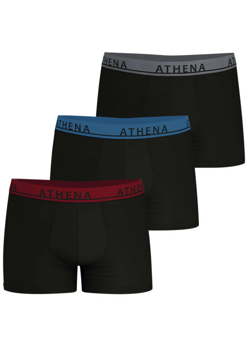Lot de 3 boxers en coton noirs unis pourvus d'une taille élastiquée