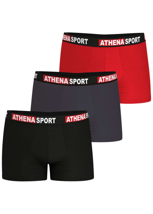 Lot de 3 boxers en coton multicolores unis avec le nom de la marque imprimé