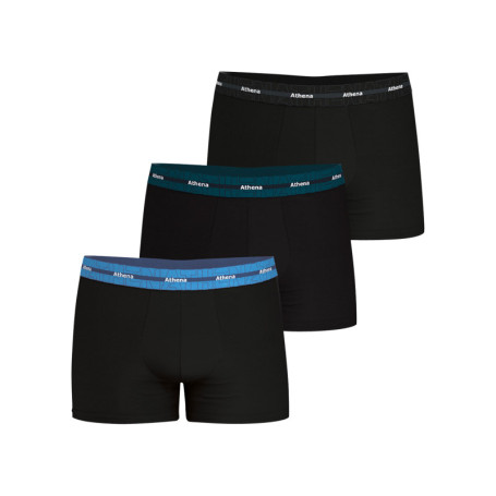 Lot de 3 boxers en coton noirs unis avec le nom...