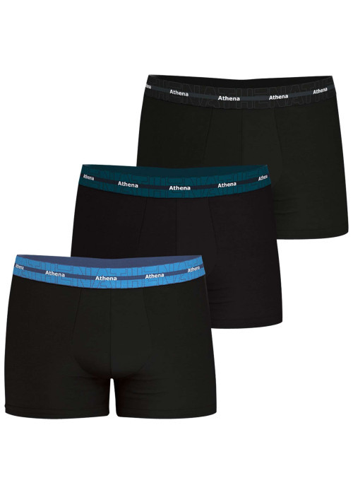 Lot de 3 boxers en coton noirs unis avec le nom de la marque imprimé