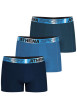 Thumbnail Lot de 3 boxers en coton bleus unis pourvus d'une taille élastiquée