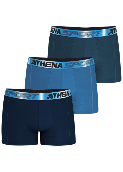 Lot de 3 boxers en coton bleus unis pourvus d'une taille élastiquée
