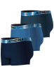 Thumbnail Lot de 3 boxers en coton bleus unis pourvus d'une taille élastiquée - Image 3