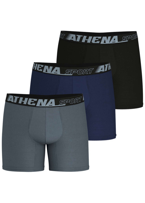 Lot de 3 boxers en coton mélangé multicolores unis avec une taille élastiquée