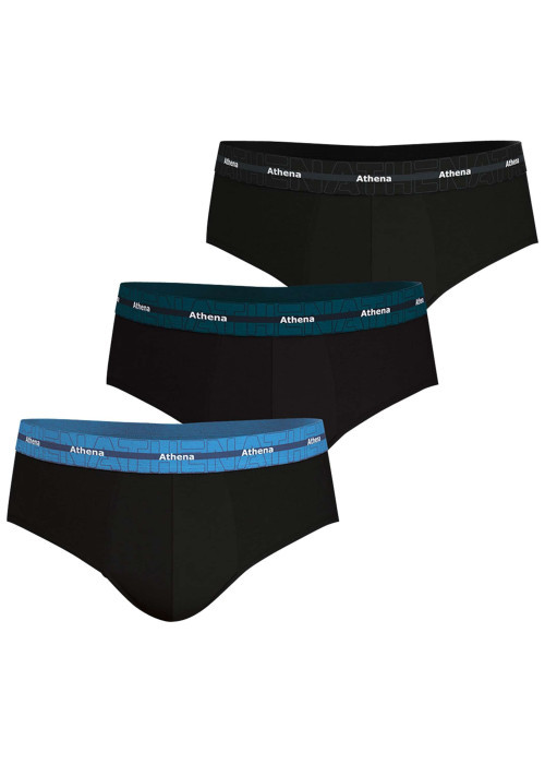 Lot de 3 slips en coton noirs unis pourvus d'une taille élastiquée