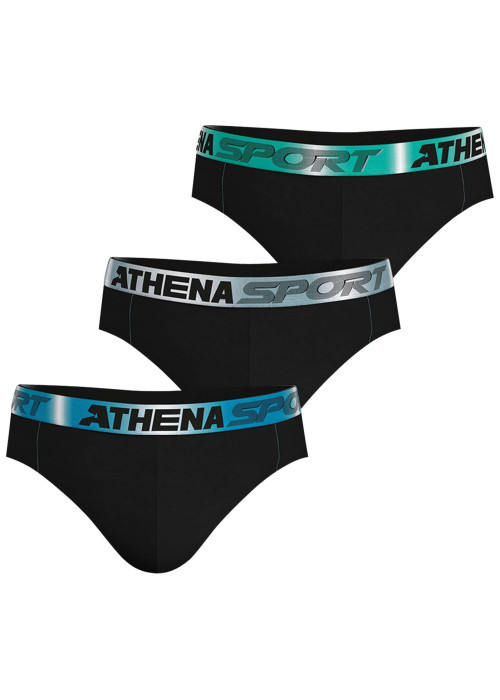Lot de 3 slips en coton noirs unis avec le nom de la marque imprimé