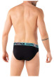 Thumbnail Lot de 3 slips en coton noirs unis avec le nom de la marque imprimé - Image 4