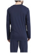Thumbnail Pyjama long en coton marine uni pourvu d'une coupe droite et d'un col tunisien - Image 2