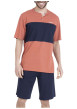 Thumbnail Pyjama court en coton orange uni pourvu d'une coupe droite et d'un col tunisien