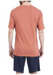 Thumbnail Pyjama court en coton orange uni pourvu d'une coupe droite et d'un col tunisien - Image 2