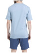 Thumbnail Pyjama court en coton bleu uni pourvu d'une coupe droite et d'un col tunisien - Image 2
