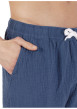Thumbnail Pyjama court en coton bleu uni pourvu d'une coupe droite et d'un col tunisien - Image 6