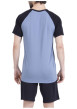 Thumbnail Pyjama court en coton bleu uni pourvu d'une coupe droite et d'un col rond - Image 2