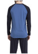 Thumbnail Pyjama long en coton bleu uni pourvu d'une coupe droite et d'un col rond - Image 2