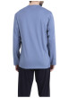 Thumbnail Pyjama long en coton bleu uni pourvu d'un col rond et d'une coupe droite - Image 2