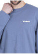 Thumbnail Pyjama long en coton bleu uni pourvu d'un col rond et d'une coupe droite - Image 5