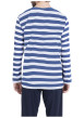 Thumbnail Pyjama long en coton bleu à rayures pourvu d'une coupe droite et d'un col v - Image 2