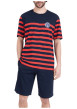 Thumbnail Pyjama court en coton marine à rayures pourvu d'une coupe droite