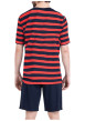 Thumbnail Pyjama court en coton marine à rayures pourvu d'une coupe droite - Image 2
