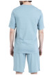 Thumbnail Pyjama court en coton bleu clair uni pourvu d'une coupe droite - Image 2