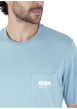 Thumbnail Pyjama court en coton bleu clair uni pourvu d'une coupe droite - Image 5