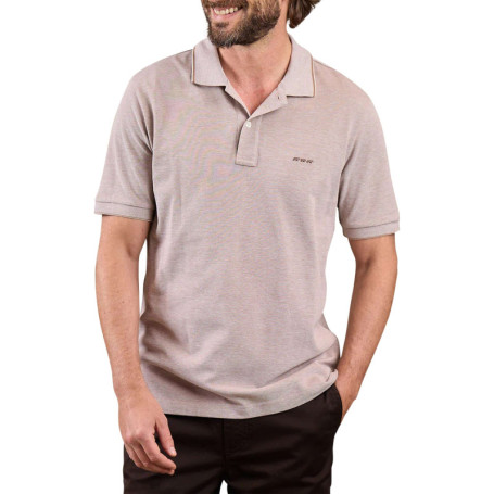 Polo en coton biologique taupe à coupe droite...