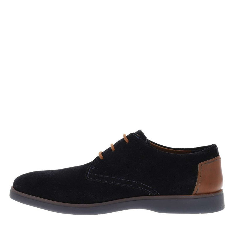 Bugatti - Derbies Bleu Marine à Semelle Plate Avec Des Lacets Ronds Camel - Bleu Foncé